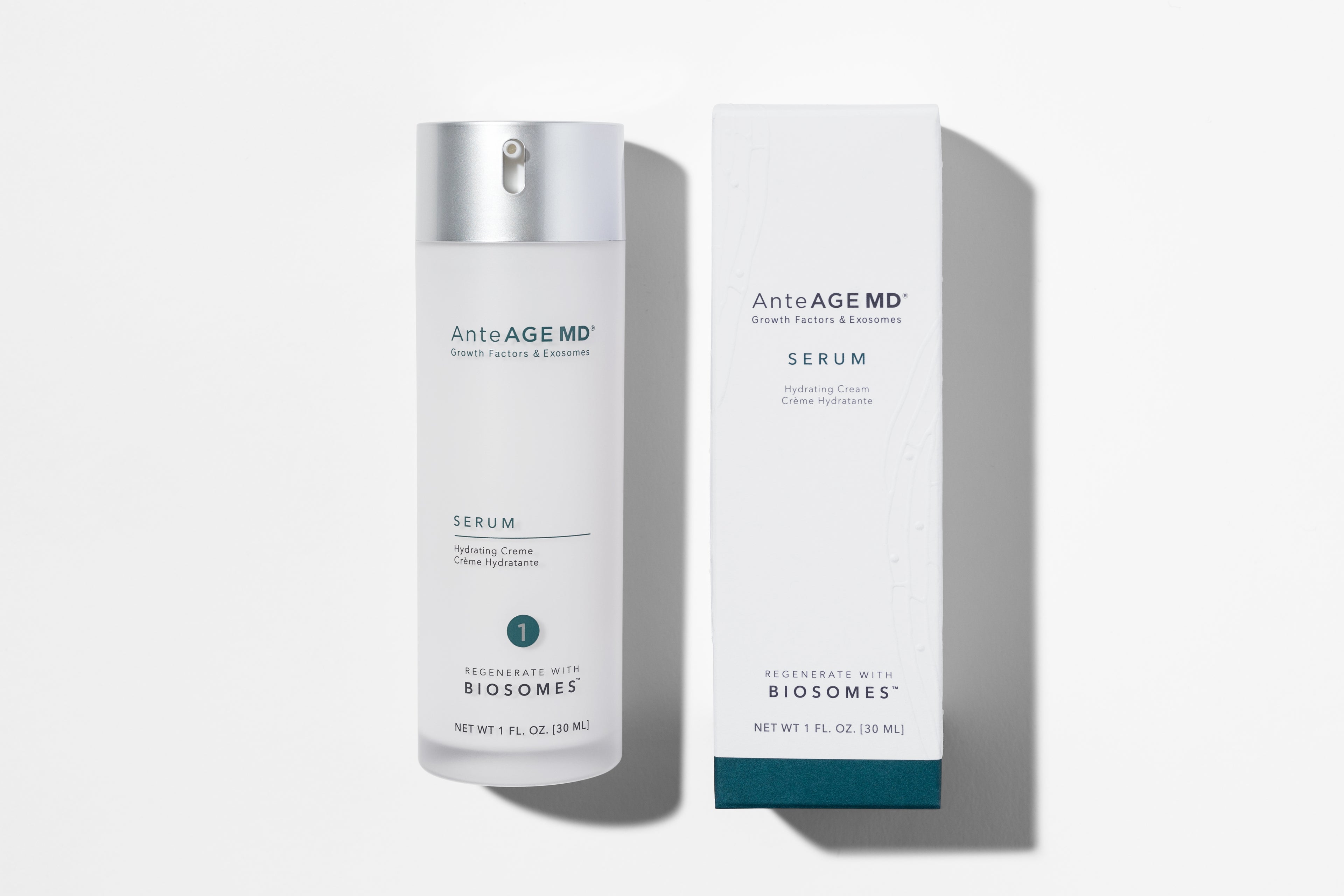AnteAGE MD Serum lifestyle shot showing the Step 1 product