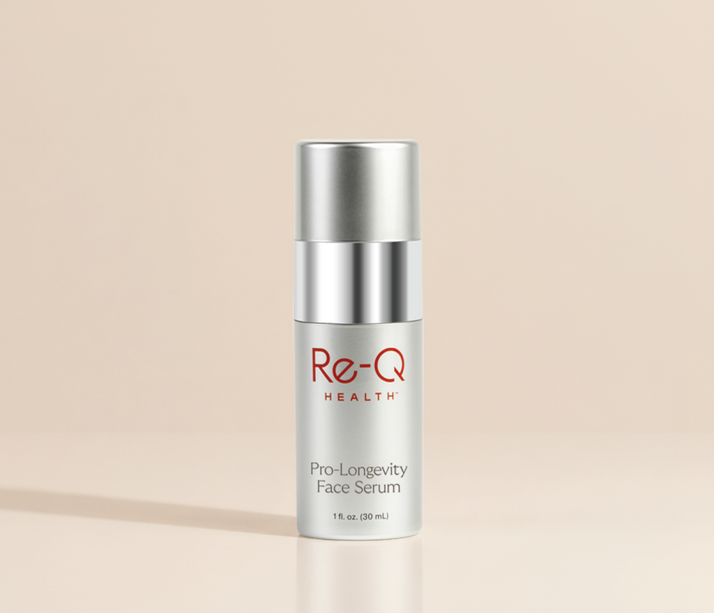 Re-Q Pro-Longevity Face Serum alternate angle — RLX-201 longevity molecule reactivates fibroblasts