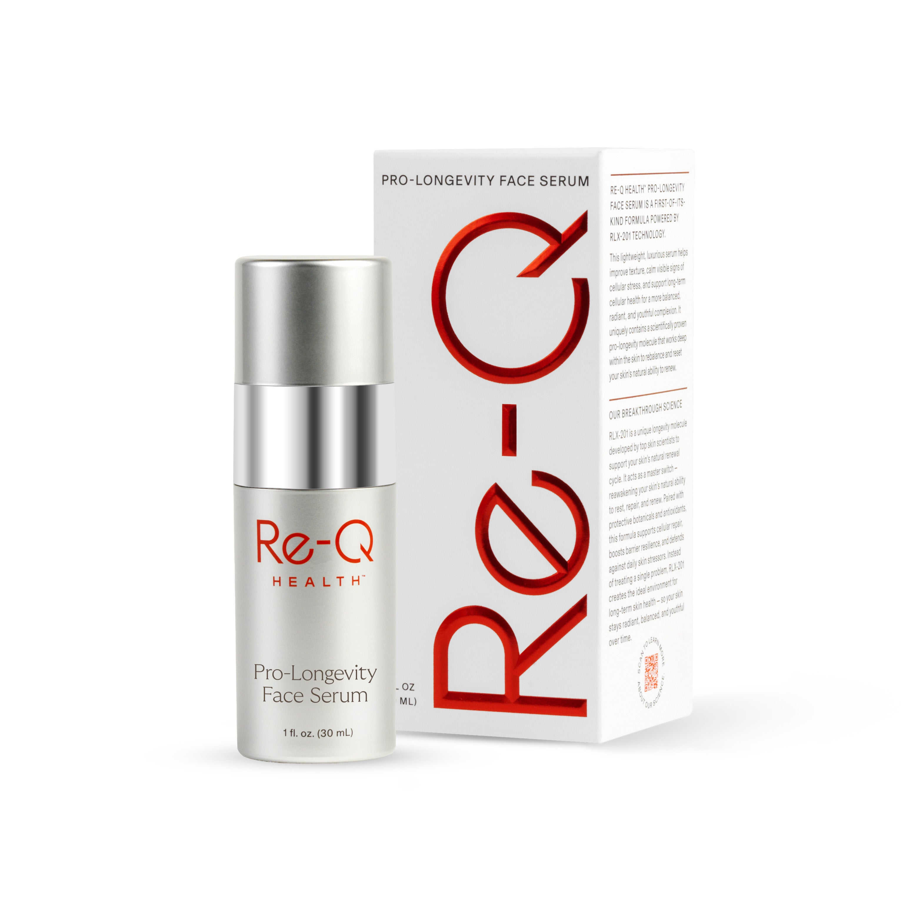 Re-Q Pro-Longevity Face Serum bottle, official hero product photo